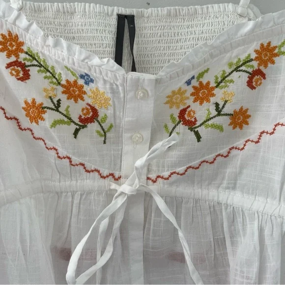 By Anthropologie Embroidered Flyaway Cami Top/Cotton/NWT - Picture 5 of 12